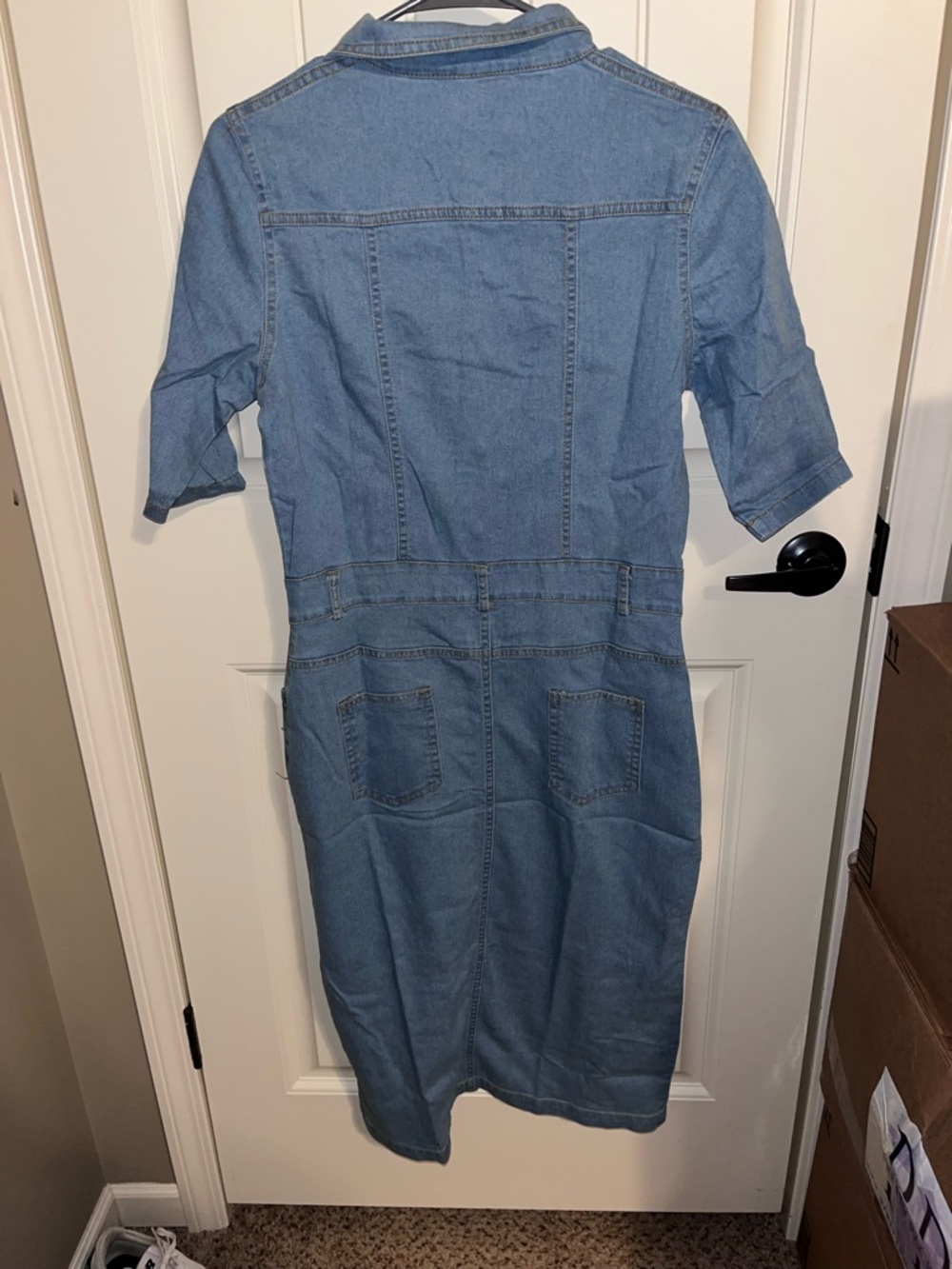 Light Blue Denim Midi Dress - Picture 4 of 8